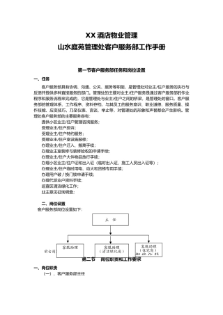广州xx酒店物业山水庭苑客户服务部工作手册范本