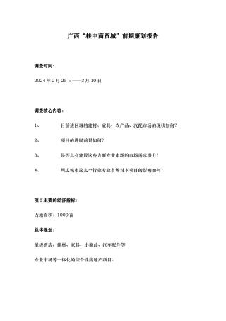 广西“桂中商贸城”前期策划报告