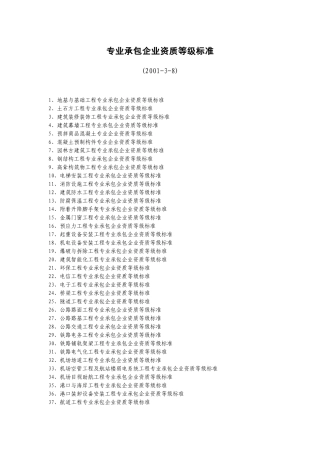 建筑专业承包资质标准