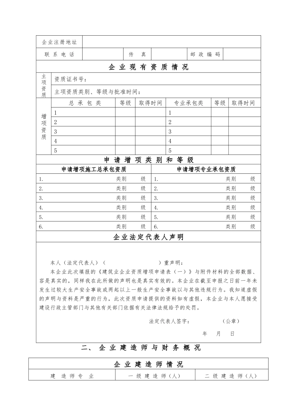建筑业企业资质增项申请表_第2页