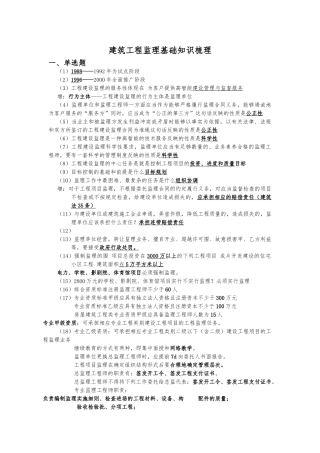 建筑工程监理知识点汇总
