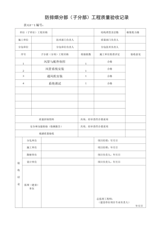 防排烟系统(子分部)质量验收记录表