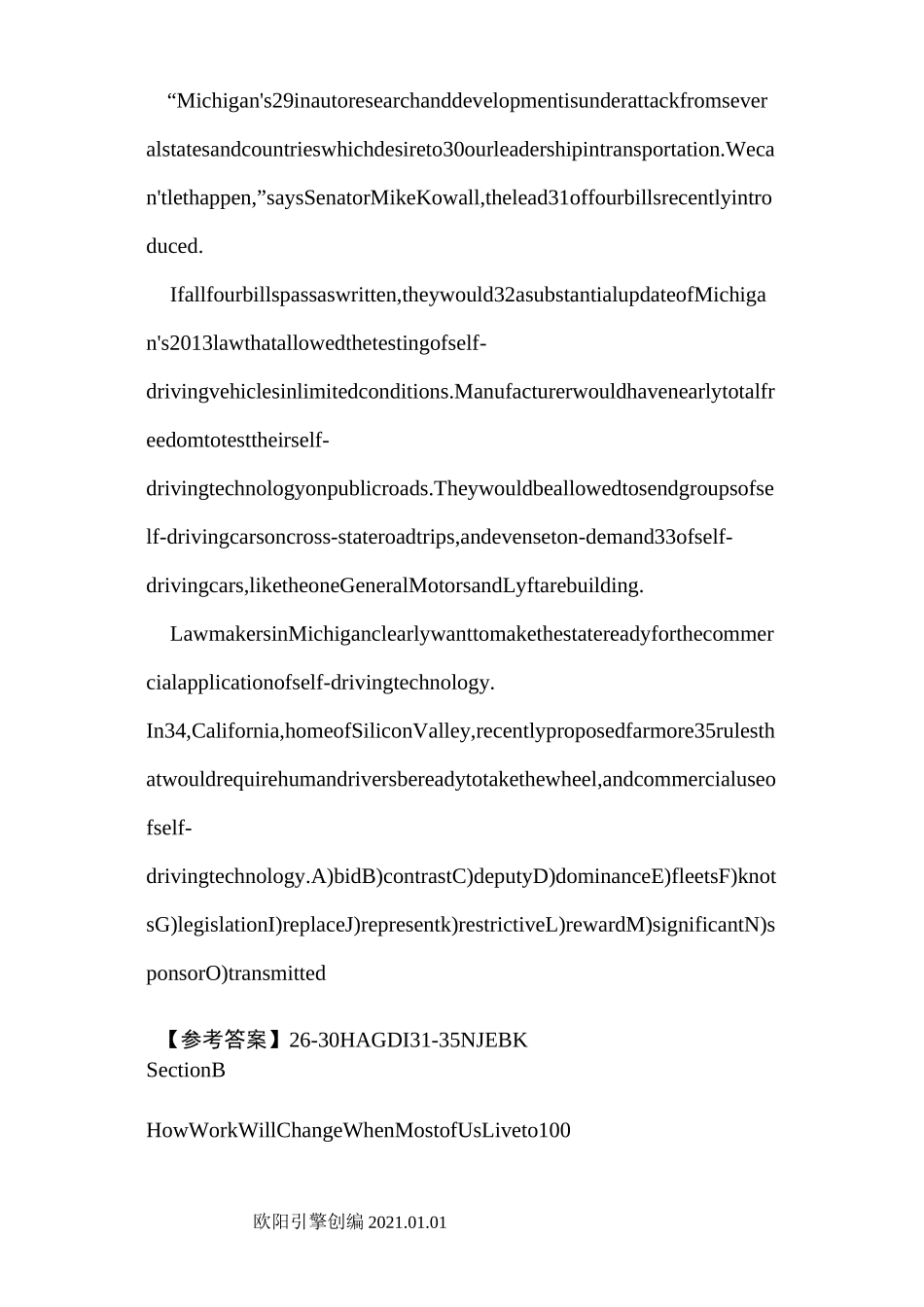 6月大学英语四级真题及参考答案(第一套)之欧阳引擎创编_第3页