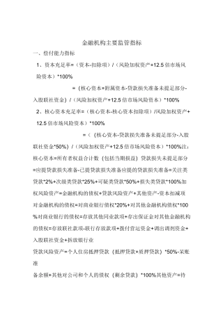 金融机构主要监管指标.