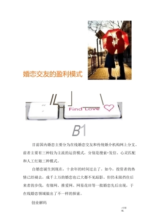 婚恋交友网站的盈利模式