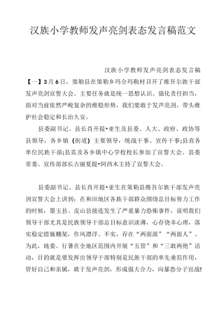 汉族小学教师发声亮剑表态发言稿范文