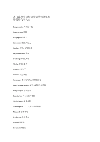 热门流行英语短语英语单词英语俚语英语句子大全..