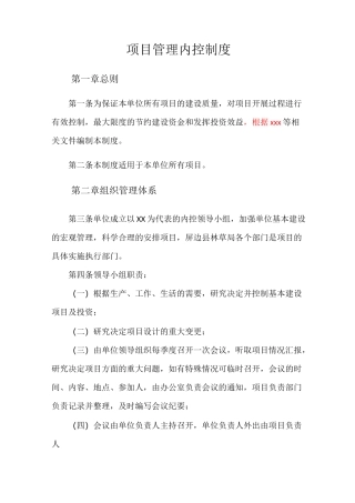 项目内部控制制度