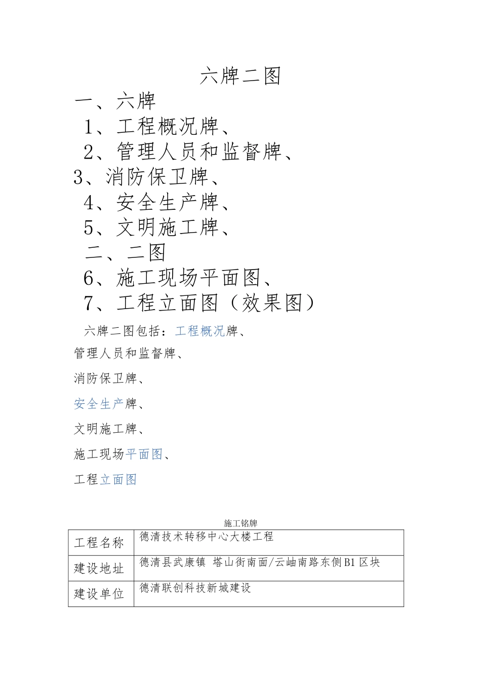 建筑施工现场二图六牌标牌标准_第1页