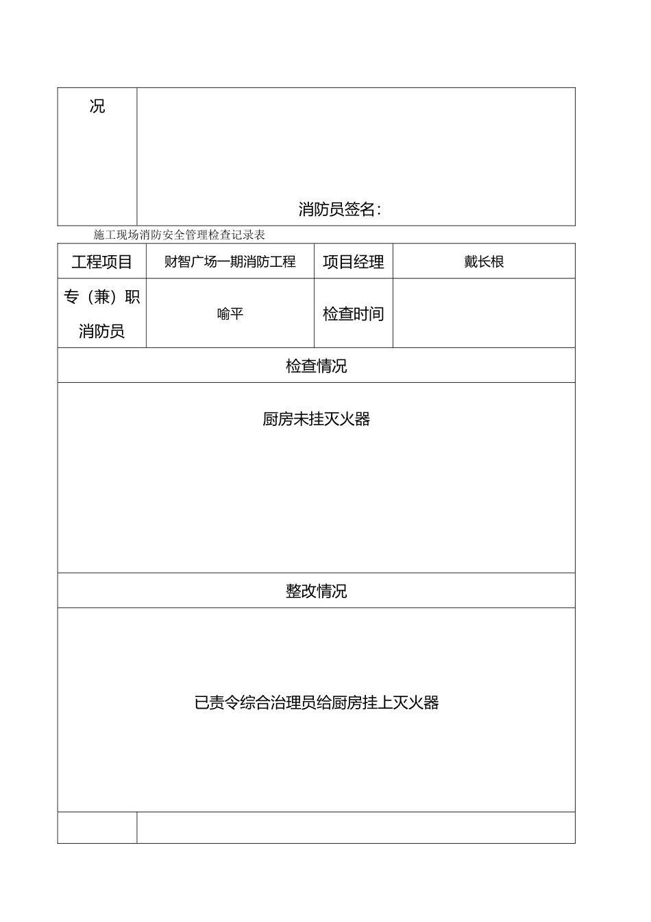 建筑施工现场消防安全管理检查记录表_第2页