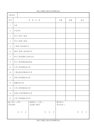 建筑装饰装修工程竣工验收资料表格模板