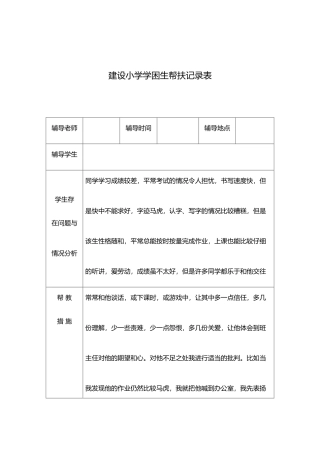 建设小学学困生帮扶记录表