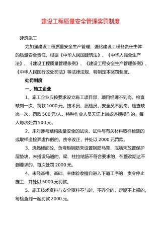 建设工程质量安全管理违规处罚规定