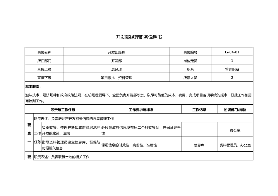 开发部职务说明书_第1页