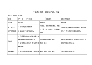 开心中班区域活动计划表
