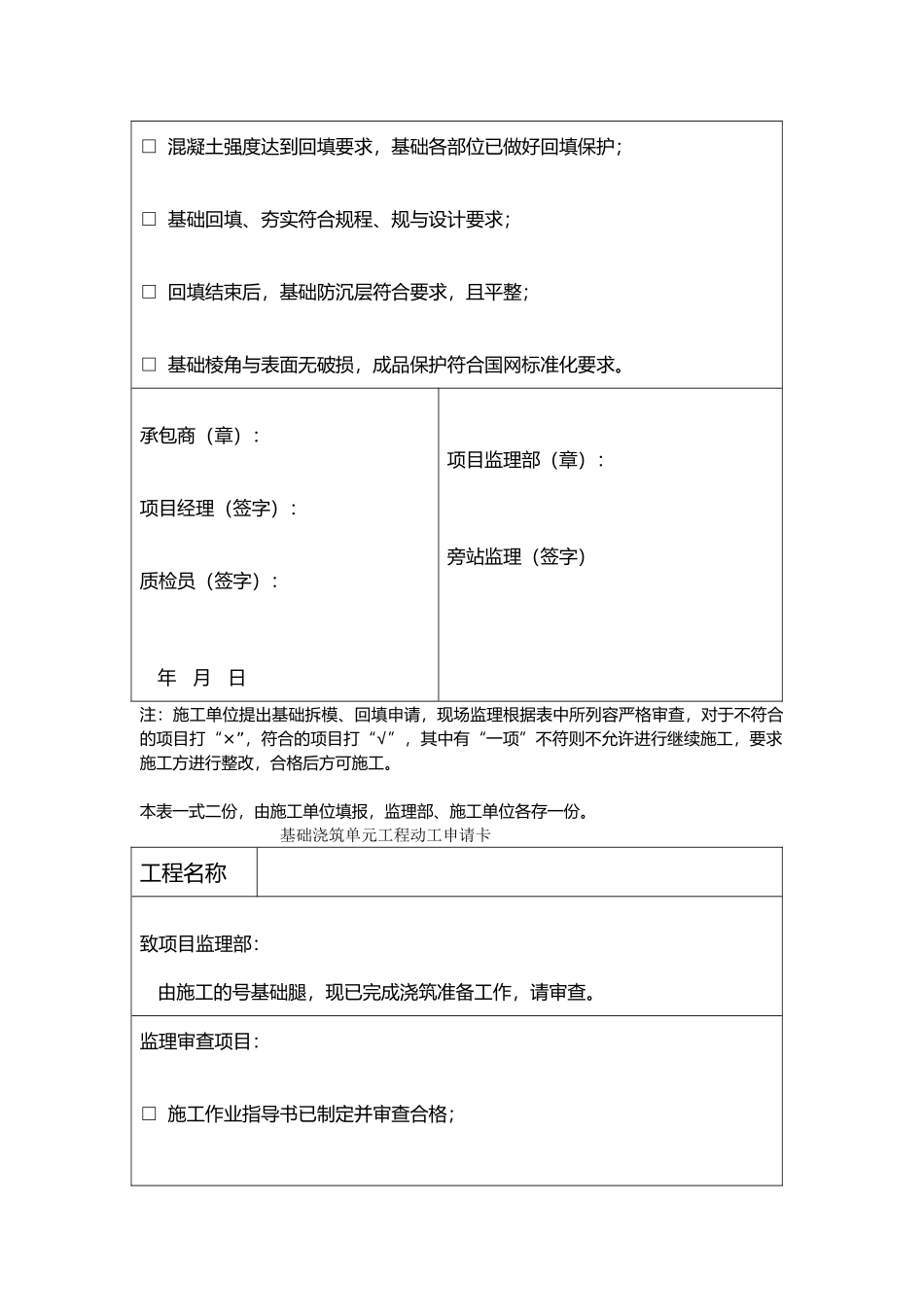 开挖验槽、基础浇筑、拆模、回填动工申请_第3页