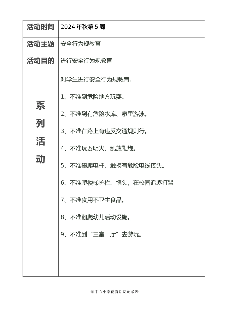 张铺中心小学德育活动记录表_第2页