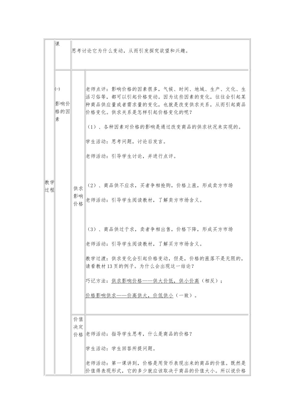 影响价格的因素教学设计说明_第2页