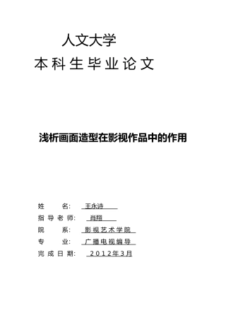 影视编导系毕业论文