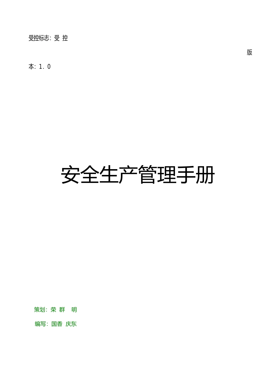 徐州某公司安全生产管理手册范本_第1页