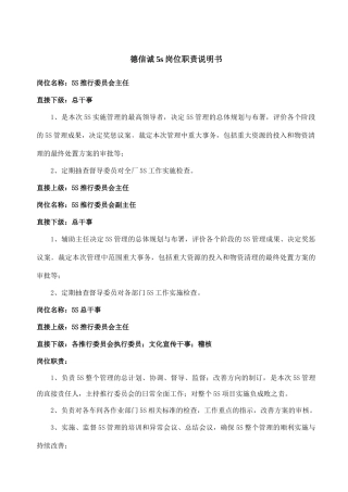 德信诚5s岗位职责说明书
