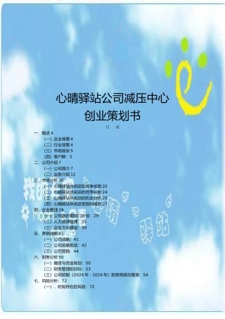 心晴驿站公司减压中心创业项目策划书