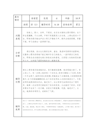 心理健康咨询个案辅导记录表
