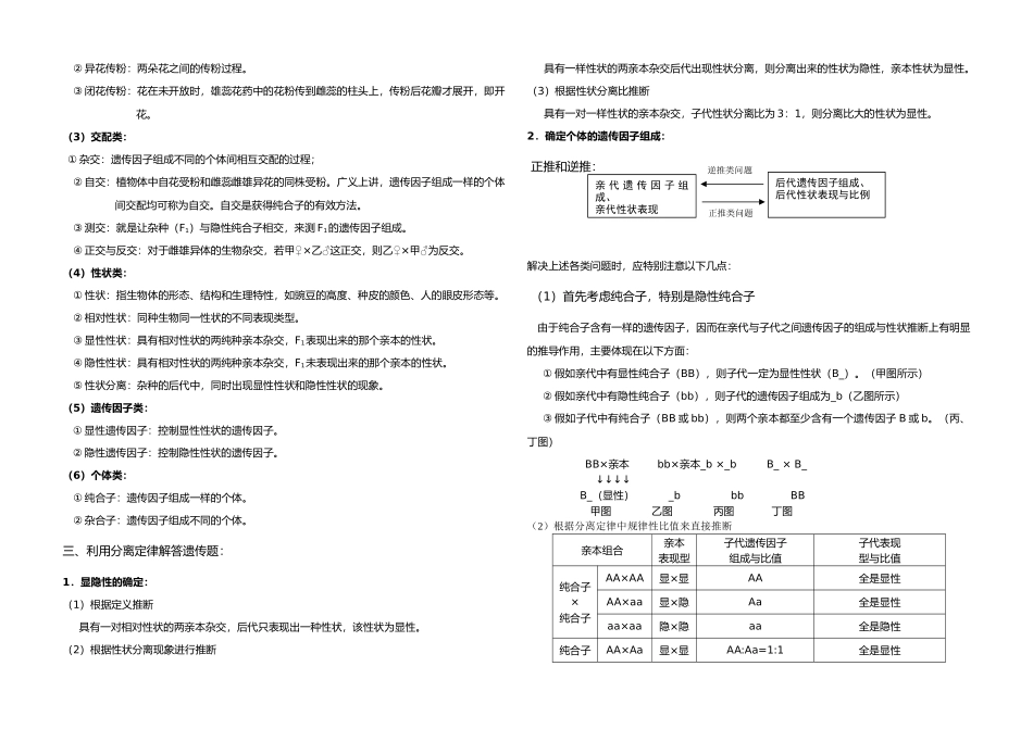 必学2第1章第1节孟德尔豌豆杂交实验学案_第3页