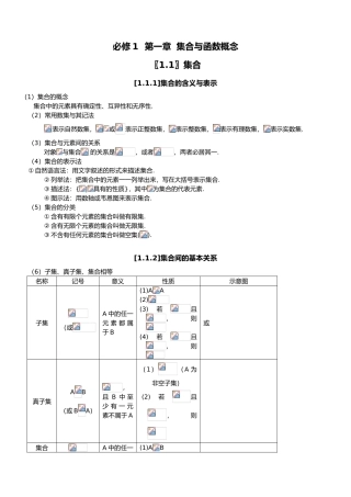 必学一第一章集合与函数的概念1复习资料全