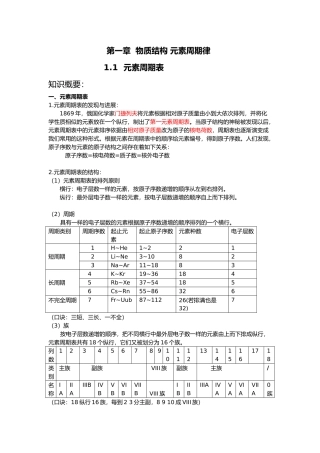 必学二第一章物质结构元素周期律知识点总结