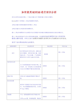 怎样使用MINTAB进行回归分析报告