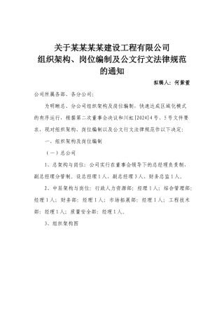 总公司组织架构及总分公司公文行文规范