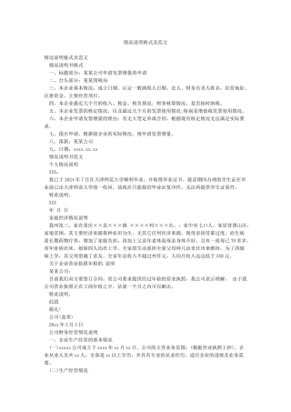 情况说明格式及范文