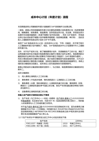 成本中心计划（年度计划）流程
