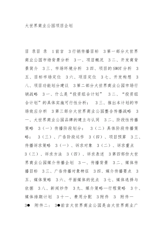 成都大世界商业公园项目企划