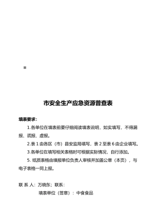 成都市安全生产应急资源普查表汇编