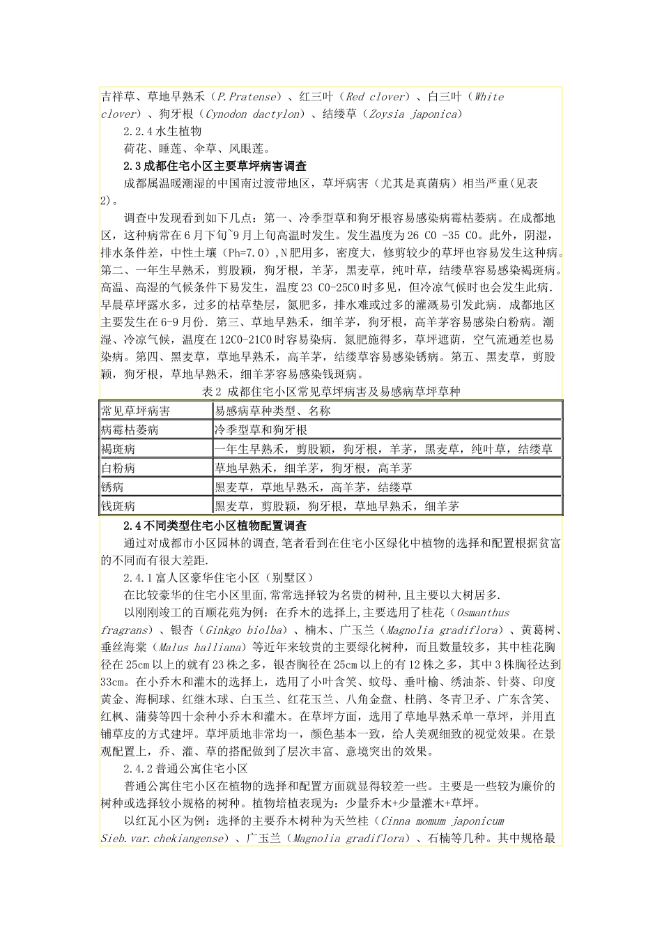 成都市住宅小区园林绿化现状调查_第3页