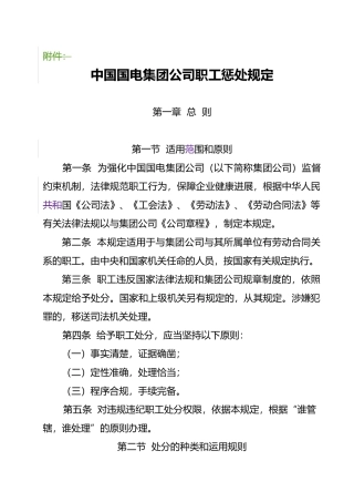 我国国电集团公司职工惩处规定