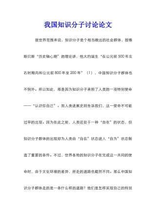 我国知识分子研究论文