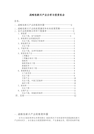 战略性新兴产业分析与投资机会