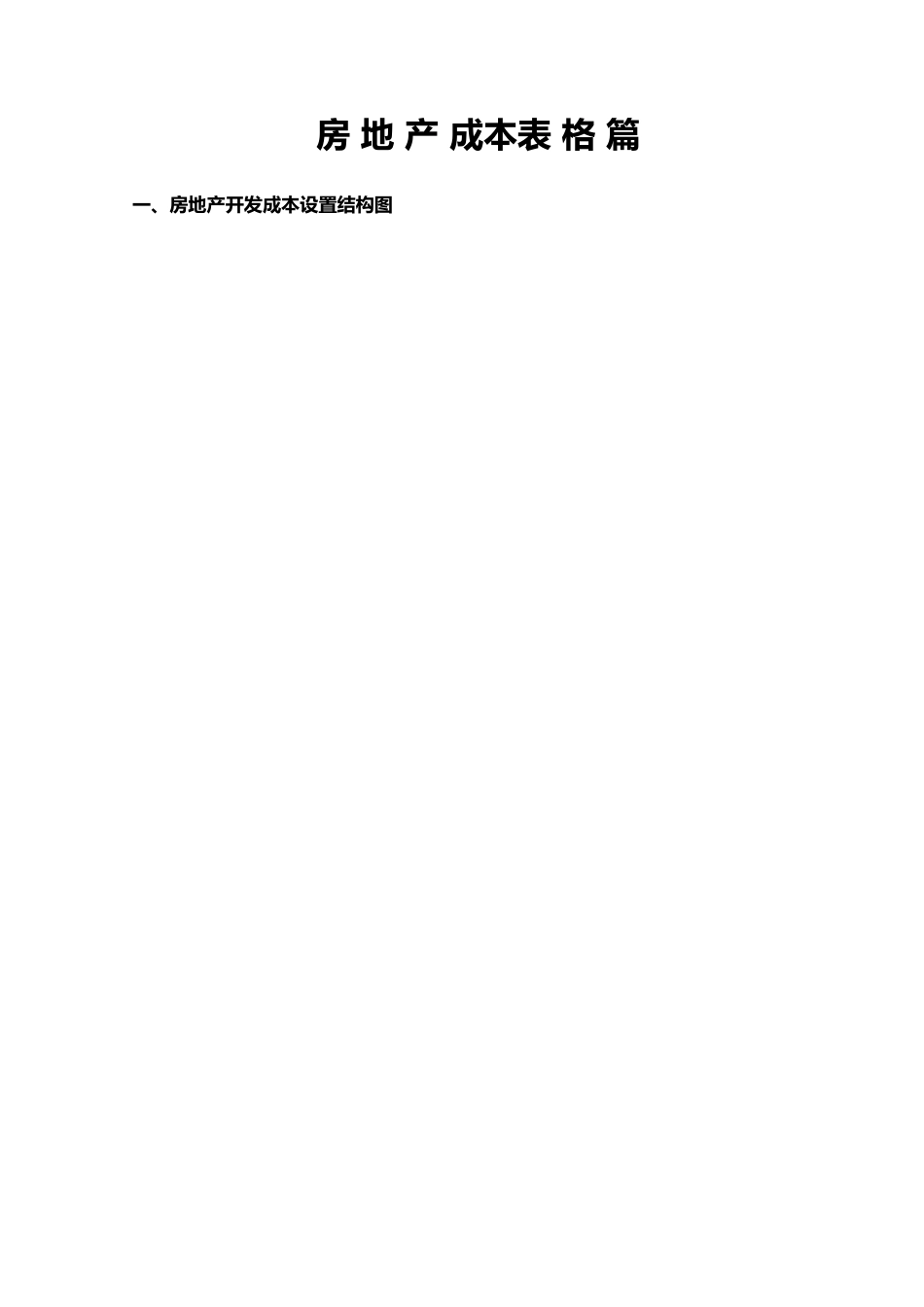 房地产公司企业成本表格模板_第1页