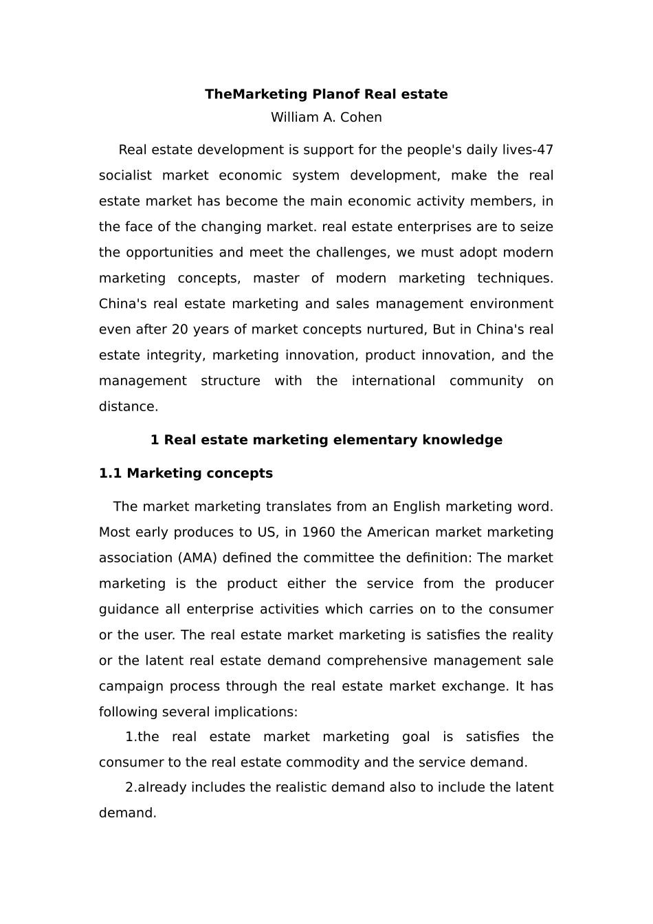 房地产外文文献威廉A.科恩著作_第1页