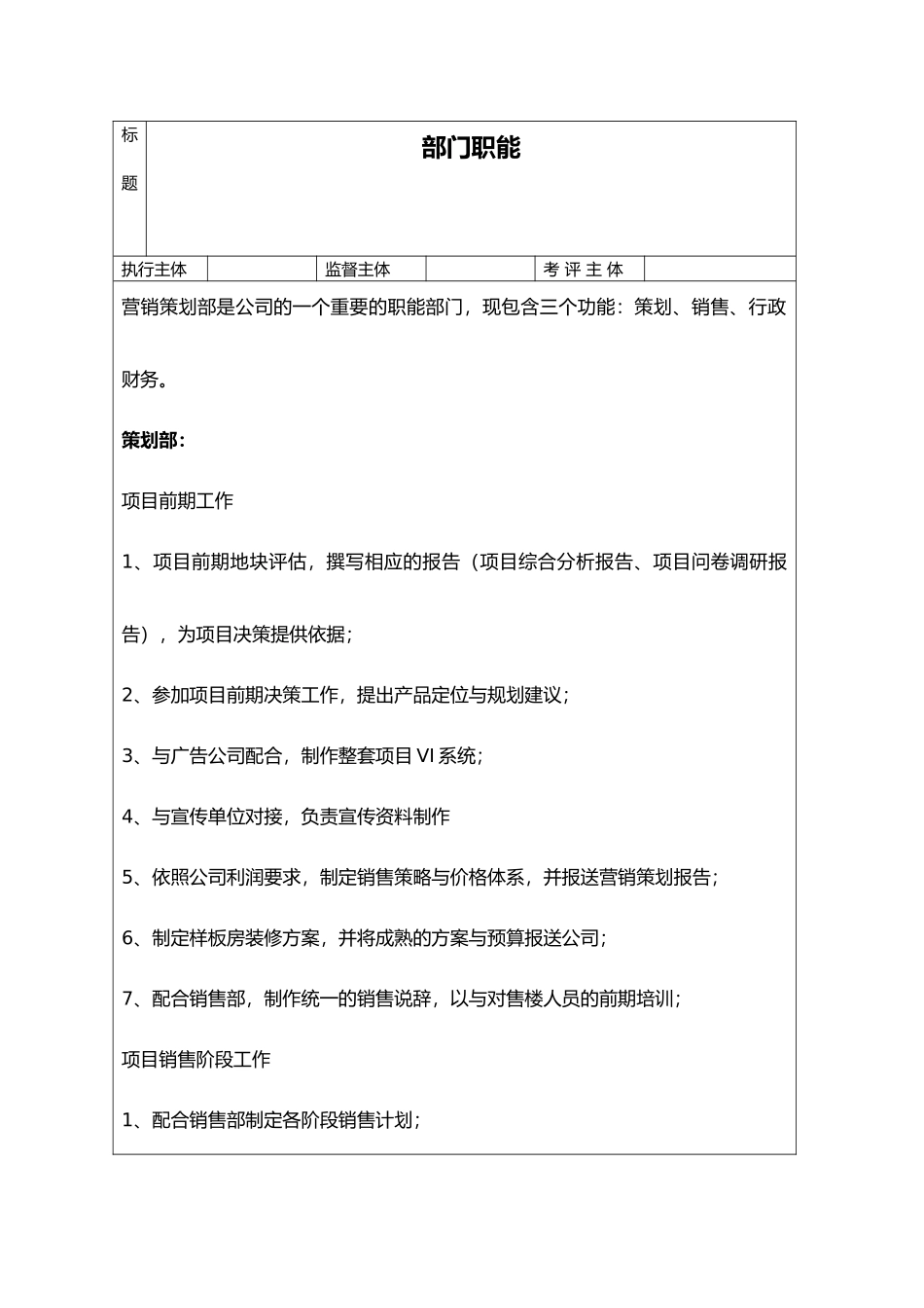 房地产营销策划部岗位职责制度_第1页