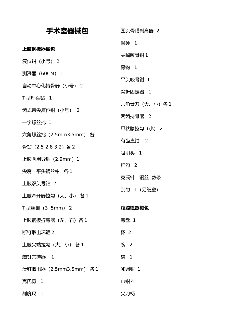 手术室各类器械包清单_第1页