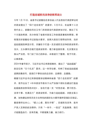 打造忠诚担当干净的铁军战士