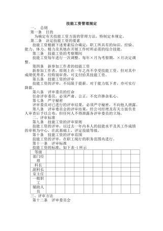技能工资管理制度手册