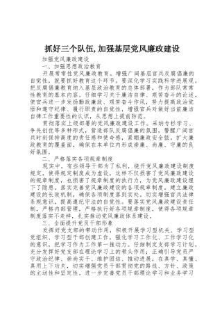 抓好三个队伍,加强基层党风廉政建设