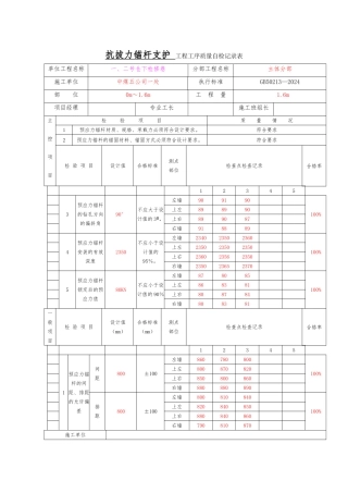 抗拔力锚杆支护工程工序质量自检记录表