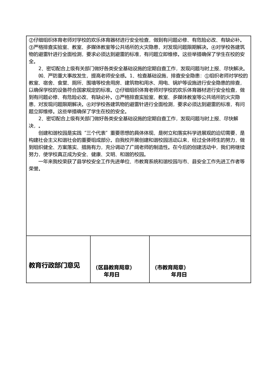 抚顺市和谐校园创建活动申报表申报学校_第2页