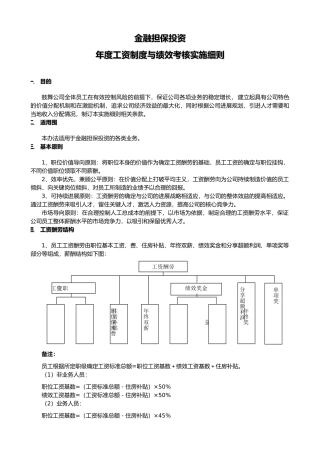 担保投资有限公司工资报酬与绩效考核实施细则